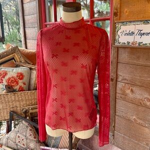 Maeve by Anthropologie Sheer Bow Scattered Layering Top